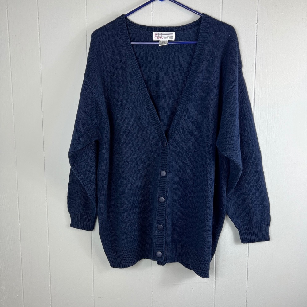 Milano Woman Design Group Cardigan Blue‎ Cotton Blend Size 14/16